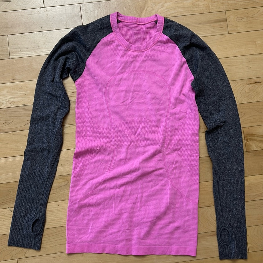 lululemon athletica Pink and Black Long Sleeve Tee